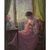 QUADRI ANTICHI, RITRATTI DI DONNA CHE CUCE DAVANTI LA FINESTRA, METÀ DEL NOVECENTO. (QR576)
