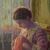 QUADRI ANTICHI, RITRATTI DI DONNA CHE CUCE DAVANTI LA FINESTRA, METÀ DEL NOVECENTO. (QR576)