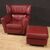 Italian armchair with footstool in leather from the 80s