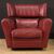 Italian armchair with footstool in leather from the 80s