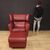 Italian armchair with footstool in leather from the 80s