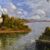 QUADRO ANTICO PAESAGGIO, OLIO SU TELA, PAESAGGIO CON FIUME, XX SECOLO. (QP586)