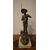 Antica statuetta francese del 1800 in metallo raffigurante pescatore