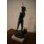 Antica statuetta francese del 1800 in metallo raffigurante pescatore