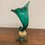 Antica cornucopia in vetro verde smeraldo anni 50 e polvere oro. Altezza cm 27 L14 