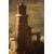 Paesaggio notturno con torre e borghi fortificati