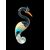 Figura di uccello airone in vetro pesante sommerso con inclusione ossidi di argento.A.Ve.M Murano.