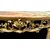 Consolle in legno intagliato e foglia oro con motivi floreali e rocaille .Piano in marmo policromo.Periodo Art Nouveau.