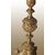 Coppia di lampade candelieri elettrificate francesi del 1800 in bronzo con paralumi in tessuto