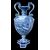 Vaso in maiolica in monocromia turchina con scena istoriata di battaglia.Manifattura Fantechi.Signa.