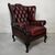 Poltrona inglese chesterfield modello bergere originale vintage in pelle rosso bordeaux anticato 