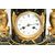 Orologio antico Napoleone III Francese in bronzo dorato e marmo verde alpi. Periodo XIX secolo.