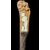 Bastone con pomolo a pennacchio in legno inciso e bassorilievo in avorio con figura di personaggio con vanga.