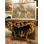  TAV308 - Consolle dorata con piano in marmo, misure cm L 112 x P 53 x H 80  