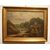 Antico quadro del 1800 olio su tela paesaggio campestre con personaggi e corso d'acqua