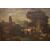 Antico quadro italiano del 1700 Olio su tela italiano del 1700 paesaggio con personaggi