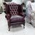 Poltrona inglese originale in pelle bordeaux 