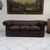 Divano 3 posti chesterfield capitonnè in pelle bordeaux 