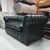 Seduta 2 posti chesterfield inglese originale in pelle verde 