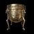 Vaso in rame dorato poggiante su 4 gambe in ottone