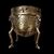 Vaso in rame dorato poggiante su 4 gambe in ottone