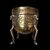Vaso in rame dorato poggiante su 4 gambe in ottone