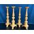 SERIES OF 4 GOLDEN WOODEN CANDLEHOLDERS - 19TH CENTURY     