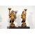 Coppia di sculture reggi torcia in legno laccato e dorato, Lucca, XVI secolo