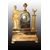 Parigina orologio da tavolo francese del 1800 in bronzo dorato stile Impero con dama 