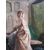 Oil painting on canvas by Giuseppe Ricci, depicting an interior with a girl.     