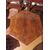 Hexagonal coffee table with three feet in mahogany feather     