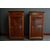 Coppia comodini francesi stile Carlo X del 1800 in noce fiammato con pianetto in marmo