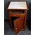Coppia comodini francesi stile Carlo X del 1800 in noce fiammato con pianetto in marmo