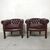 Coppia di poltrone inglese chesterfield vintage originale in pelle marrone 