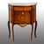 Comoncino antico Demi lune Napoleone III in legni policromi con piano in marmo.Francia XIX secolo.