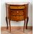 Comoncino antico Demi lune Napoleone III in legni policromi con piano in marmo.Francia XIX secolo.