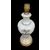 Lampada in vetro opaline con decoro floreale e dettagli in oro.
