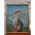 Quadro pastello raffigurante donna datato 1873 Francia cornice foglia oro