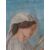 Quadro pastello raffigurante donna datato 1873 Francia cornice foglia oro