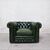 Poltrona chesterfield club vintage inglese originale in pelle verde smeraldo 