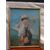 Quadro pastello raffigurante donna datato 1873 Francia cornice foglia oro