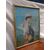 Quadro pastello raffigurante donna datato 1873 Francia cornice foglia oro