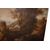 Antico olio su tela italiano del 1700 paesaggio con personaggi e veduta cittadina con cascata