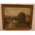 Antico quadro del 1800 olio su tela paesaggio campestre con corso d'acqua