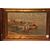 Olio su tavola Italiano del 1800 Raffigurante Marina con Porto e Pescatori