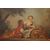 Antico quadro francese del 1800 olio su tela raffigurante scena galante