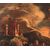 Olio su tela italiano del 1600 con torre e lago 