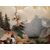 Olio su tela austriaco del 1800 raffigurante paese di montagna e animali