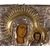 Icona raffigurante la Madonna con Bambino, Pittura su tavola, Riza in rame argentato sbalzato, XIX secolo