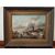 Olio su tela olandese del 1800 firmato paesaggio con fiume ghiacciato